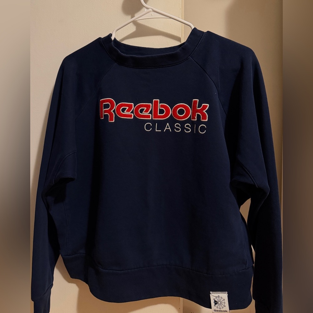 Reebok Navy and Red Women's Crew Neck Sweater